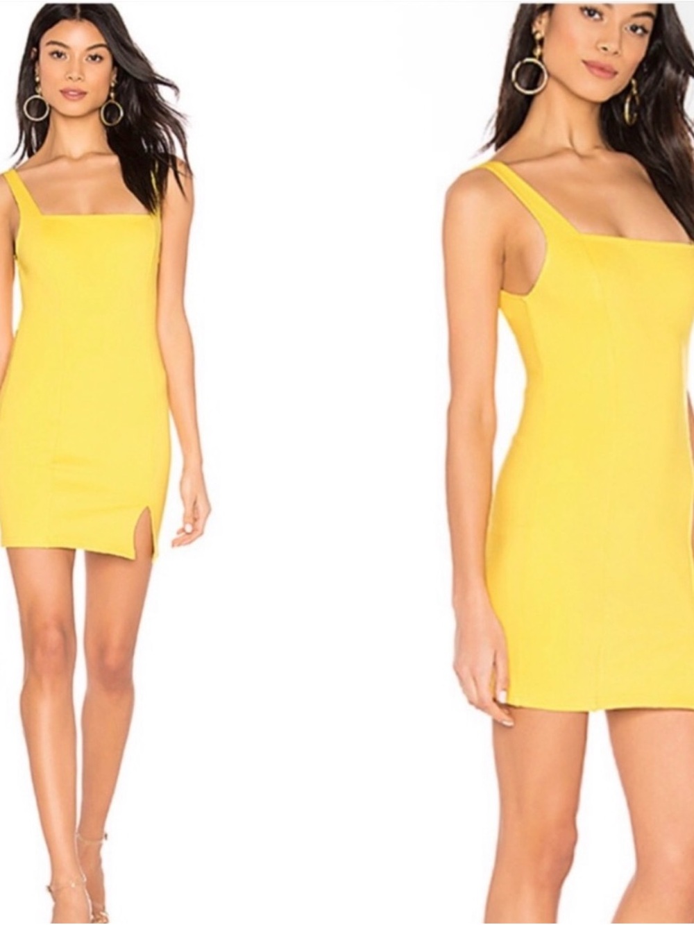 superdown Bright Yellow Square-Neck Mini Dress